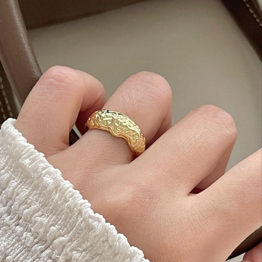 Lady Irregular Pattern Sterling Silver Adjustable Ring