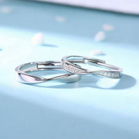 Moissanite Mobius Couple Rings in S925 Sterling Silver