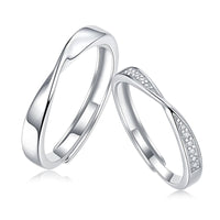 Moissanite Mobius Couple Rings in S925 Sterling Silver
