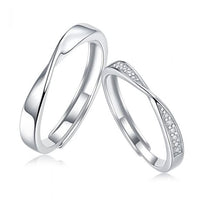 Moissanite Mobius Couple Rings in S925 Sterling Silver