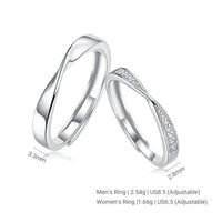 Moissanite Mobius Couple Rings in S925 Sterling Silver