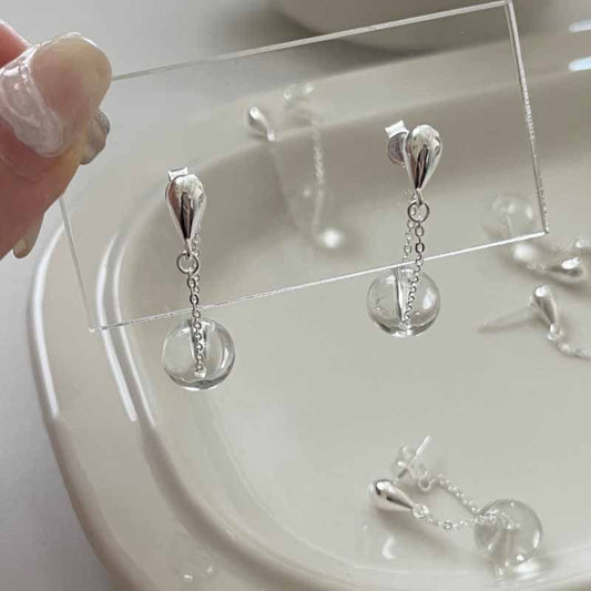 Transparent White Crystal Leverback Earrings