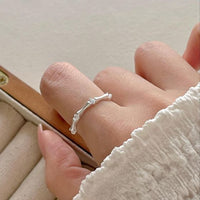 Irregular Crystal Camboo Joint Adjustable Sterling Silver Ring