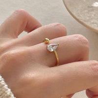Waterdrop Crystal Ball Adjustable 925 Sterling Silver Ring