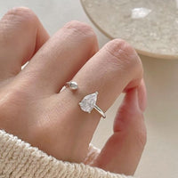 Waterdrop Crystal Ball Adjustable 925 Sterling Silver Ring