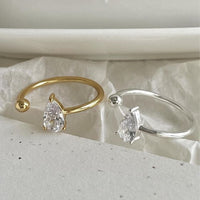 Waterdrop Crystal Ball Adjustable 925 Sterling Silver Ring