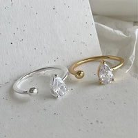 Waterdrop Crystal Ball Adjustable 925 Sterling Silver Ring