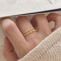 Double Layer Crystal Shell Adjustable 925 Sterling Silver Ring