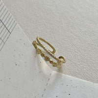 Double Layer Crystal Shell Adjustable 925 Sterling Silver Ring