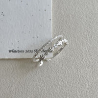 Double Layer Crystal Shell Adjustable 925 Sterling Silver Ring