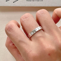 Crescent Moon and Star Crystal Adjustable Sterling Silver Ring