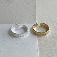 Crescent Moon and Star Crystal Adjustable Sterling Silver Ring