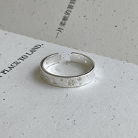 Crescent Moon and Star Crystal Adjustable Sterling Silver Ring