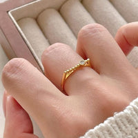 Round Beads Crystal Turntable Sterling Silver Adjustable Ring