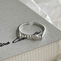 Round Beads Crystal Turntable Sterling Silver Adjustable Ring