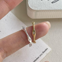Irregular Bone Crystal Adjustable Ring in 925 Sterling Silver