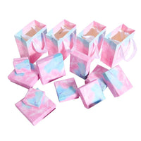 Pink Blue Marbling Jewelry Gift Box and Shopping Bag