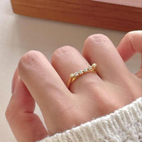Holiday Round Crystal Lines Adjustable Sterling Silver Ring