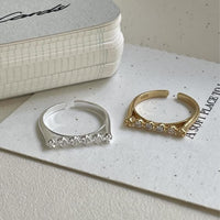 Holiday Round Crystal Lines Adjustable Sterling Silver Ring