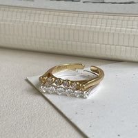 Holiday Round Crystal Lines Adjustable Sterling Silver Ring