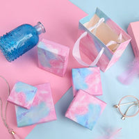 Pink Blue Marbling Jewelry Gift Box and Shopping Bag