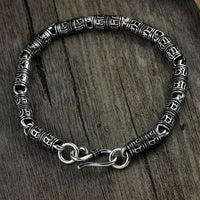 Vintage Om Mami Padme Hum Blessing 925 Sterling Silver Bracelet