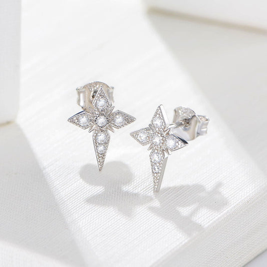Sterling Silver Cubic Zirconia Cross Earrings