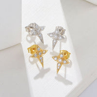 Sterling Silver Cubic Zirconia Cross Earrings