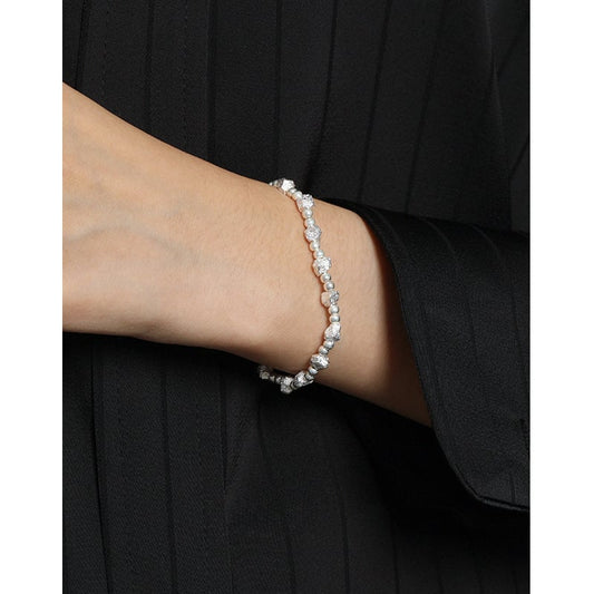 Textured Silver Threaded Bead Bracelet