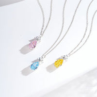 Teardrop Cubic Zirconia Pendant Necklace with 925 Sterling Silver Chain