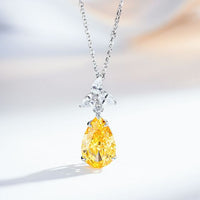 Teardrop Cubic Zirconia Pendant Necklace with 925 Sterling Silver Chain