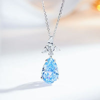 Teardrop Cubic Zirconia Pendant Necklace with 925 Sterling Silver Chain
