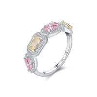 Geometric Multi-Color Cubic Zirconia 925 Sterling Silver Ring