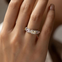 Geometric Multi-Color Cubic Zirconia 925 Sterling Silver Ring