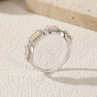 Geometric Multi-Color Cubic Zirconia 925 Sterling Silver Ring