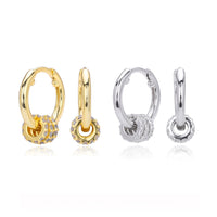 Modern Circle Sterling Silver Earrings with Cubic Zirconia