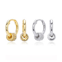 Modern Circle Sterling Silver Earrings with Cubic Zirconia