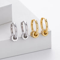 Modern Circle Sterling Silver Earrings with Cubic Zirconia