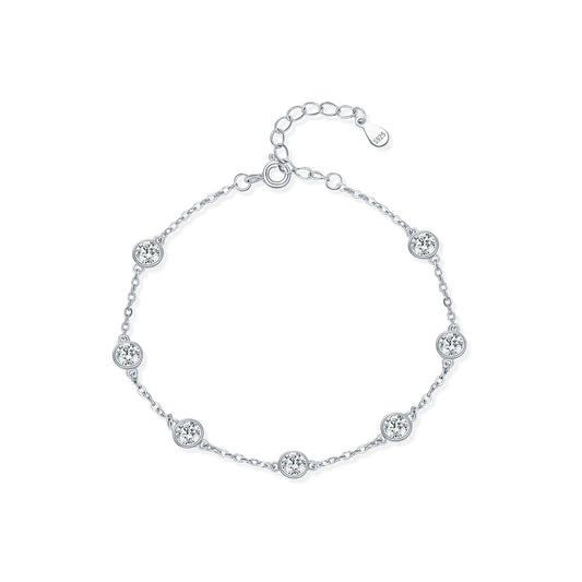Geometric Cubic Zirconia Bubble Bracelet 925 Sterling Silver