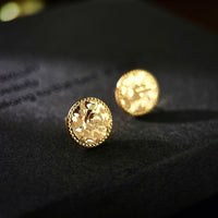 Round Geometric Crushed Ice 925 Sterling Silver Stud Earrings