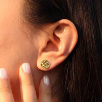 Round Geometric Crushed Ice 925 Sterling Silver Stud Earrings