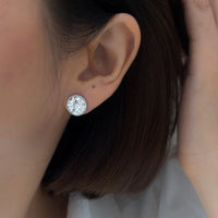 Round Geometric Crushed Ice 925 Sterling Silver Stud Earrings