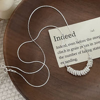 Geometric Beaded 925 Sterling Silver Bamboo Chain Necklace