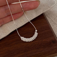 Geometric Beaded 925 Sterling Silver Bamboo Chain Necklace