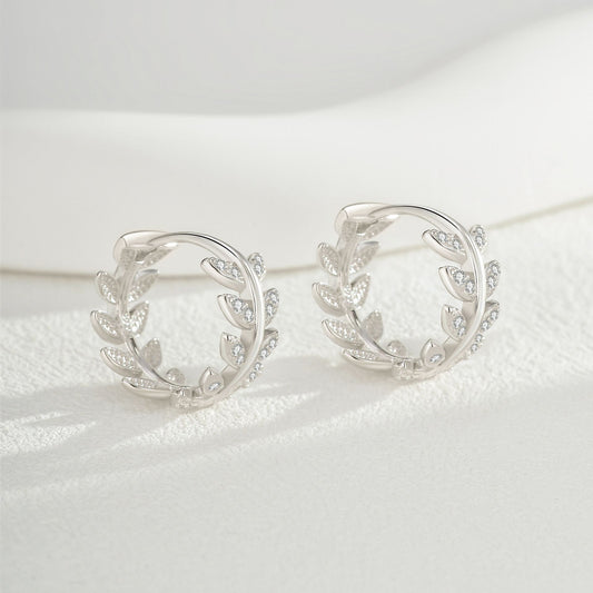 Wheat Hoop CZ S925 Sterling Silver Earrings