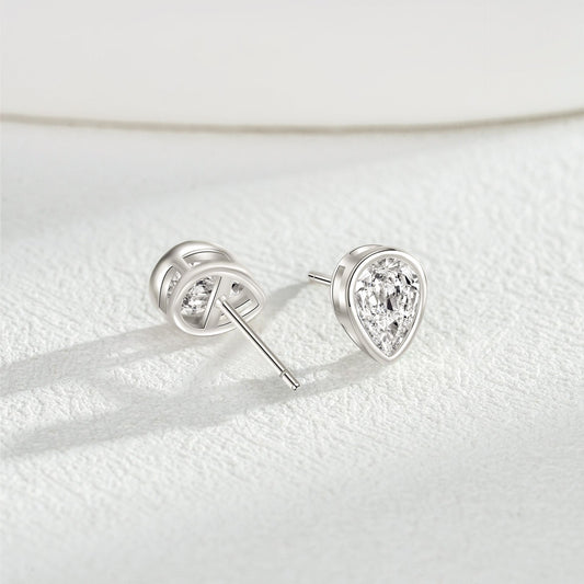 Teardrop Cubic Zirconia Sterling Silver Stud Earrings