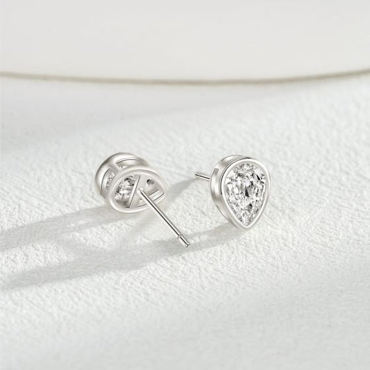 Teardrop Cubic Zirconia Sterling Silver Stud Earrings