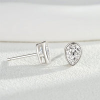 Teardrop Cubic Zirconia Sterling Silver Stud Earrings