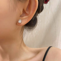 Teardrop Cubic Zirconia Sterling Silver Stud Earrings