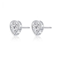Teardrop Cubic Zirconia Sterling Silver Stud Earrings